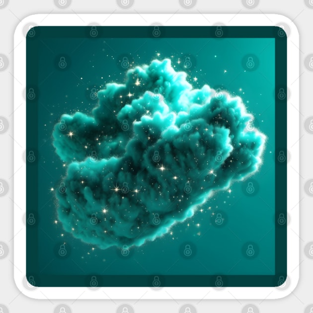 Teal Glitter Bubble Cloud Sticker by PurplePeacock